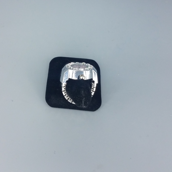 Silvertone Pink Rhinestone Ring Watch - Picture 8 of 8